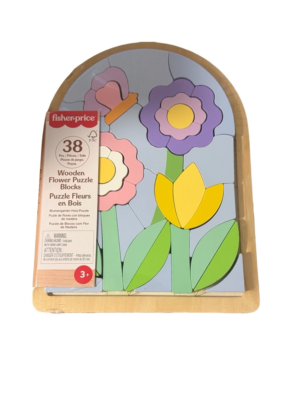 Fisher-Price Wooden Flower Puzzle Blocks Multicolor Preschool Learning Toy